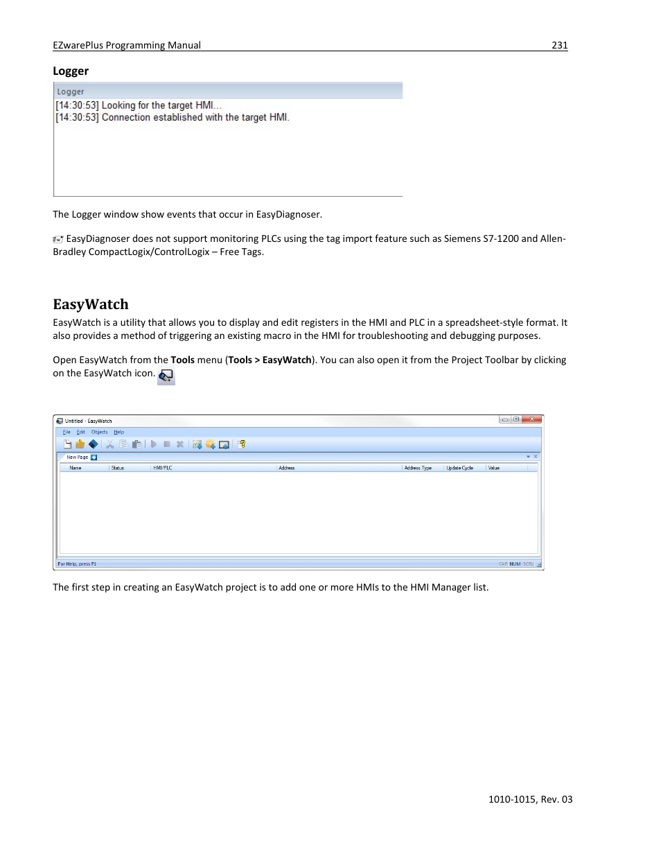 Easywatch, Logger | Watlow EZwarePlus Programming User Manual | Page 239 / 264
