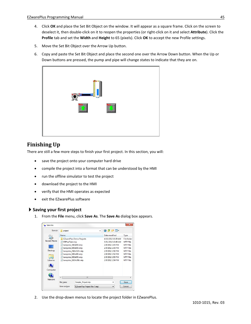 Finishing up, Saving your first project | Watlow EZwarePlus Programming User Manual | Page 53 / 264