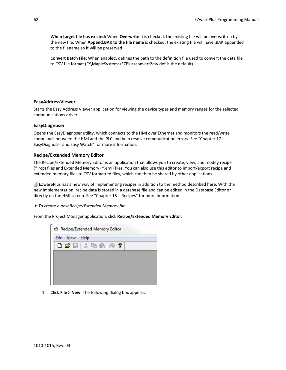 Easyaddressviewer, Easydiagnoser, Recipe/extended memory editor | Watlow EZwarePlus Programming User Manual | Page 70 / 264