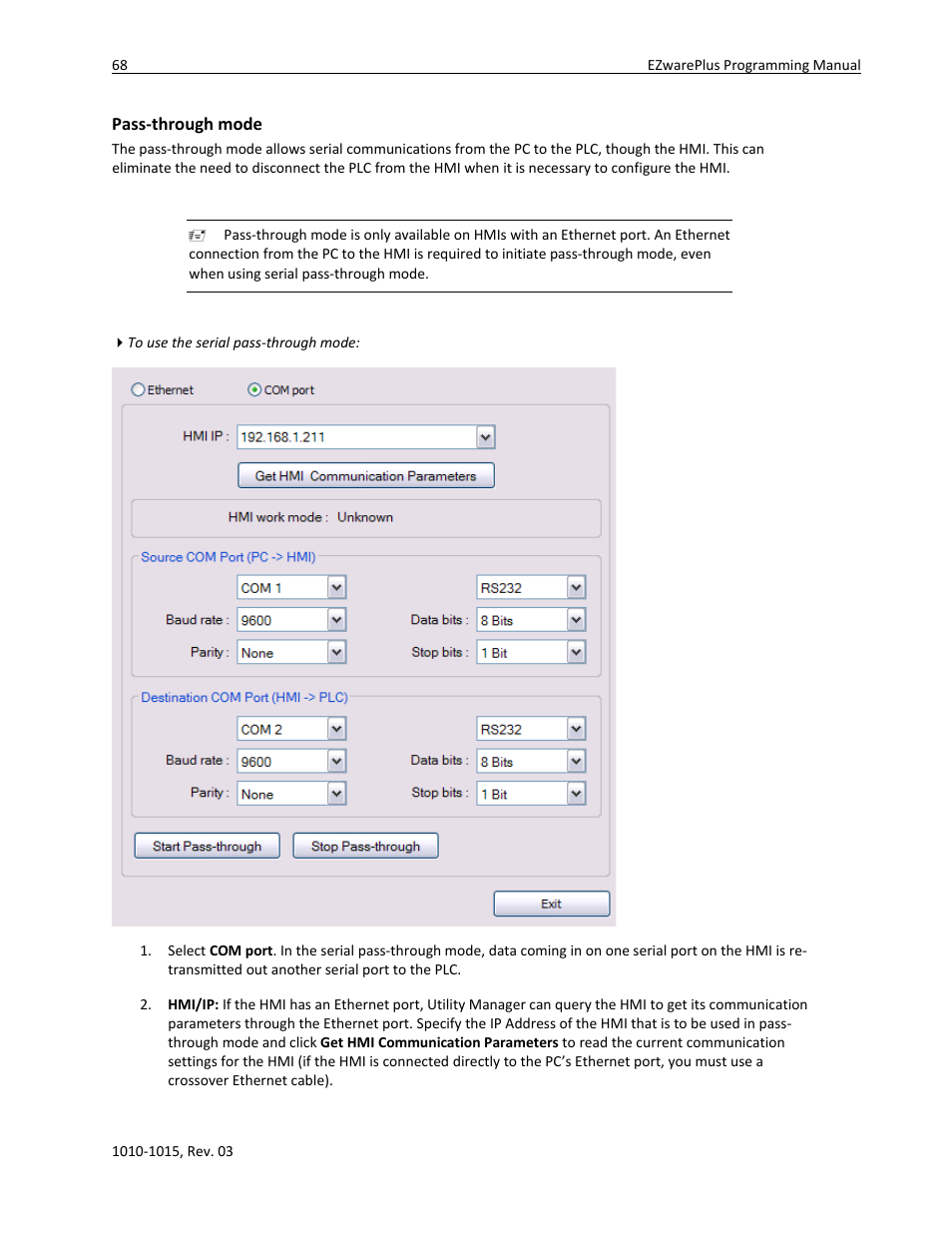 Pass-through mode | Watlow EZwarePlus Programming User Manual | Page 76 / 264