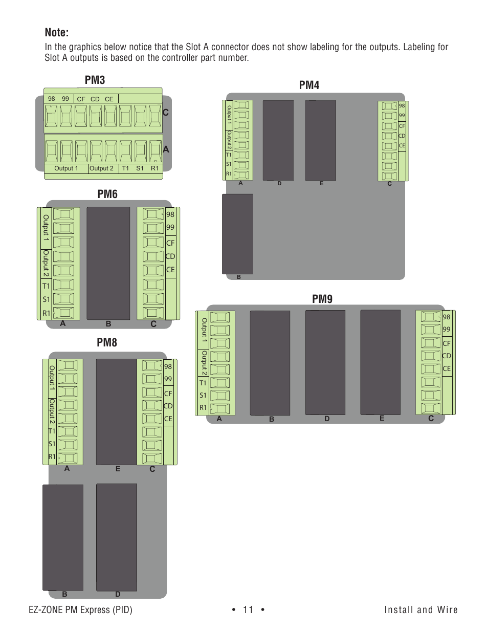 Pm6 pm4, Pm9 pm8, Ez-zone pm express (pid) • 11 • install and wire | Watlow EZ-ZONE PM Express User Manual | Page 11 / 35