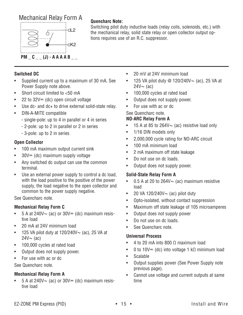 Mechanical relay form a | Watlow EZ-ZONE PM Express User Manual | Page 15 / 35