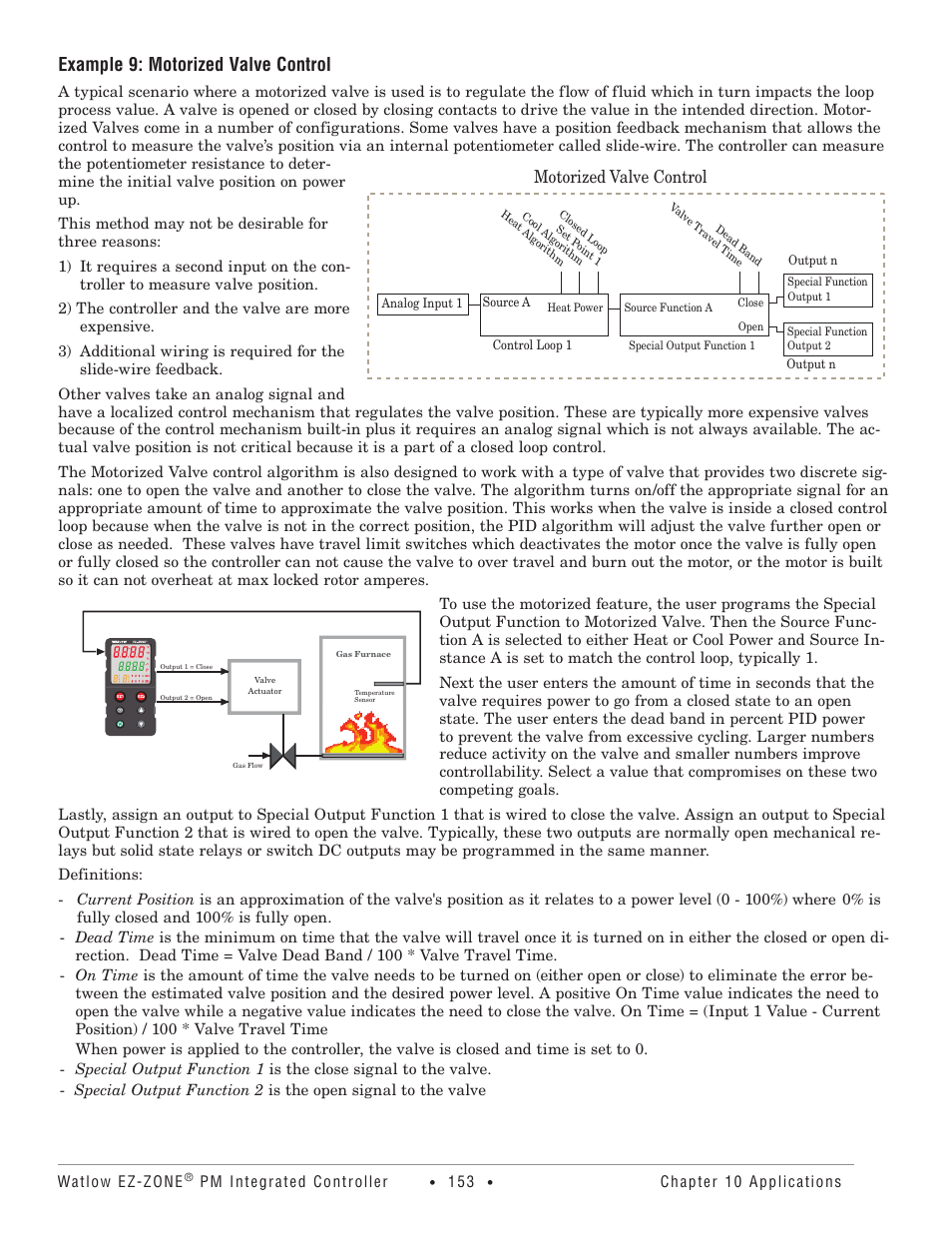 Example 9: motorized valve control, Motorized valve control | Watlow EZ-ZONE PM Integrated Controller User Manual | Page 156 / 181