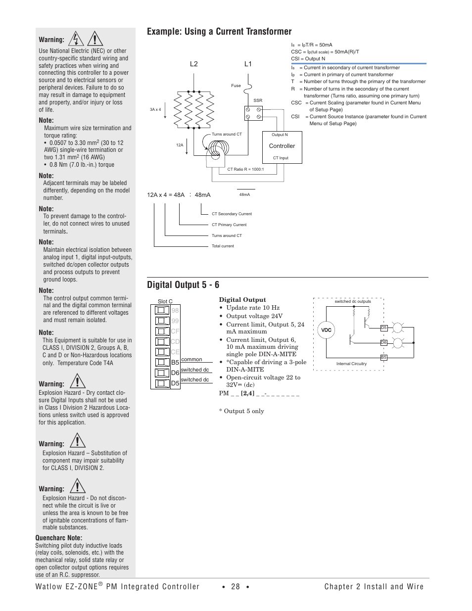 Example: using a current transformer, Digital output 5 - 6 | Watlow EZ-ZONE PM Integrated Controller User Manual | Page 31 / 181