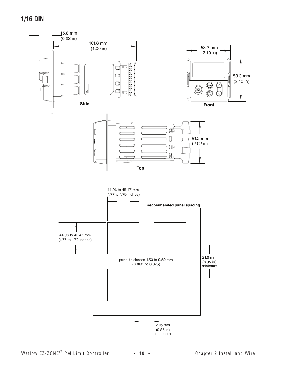 1/16 din | Watlow EZ-ZONE PM User Manual | Page 13 / 111