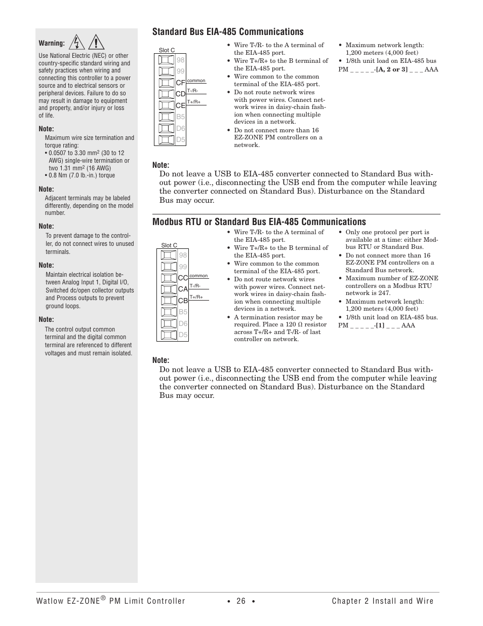 Standard bus eia-485 communications, Modbus rtu or standard bus eia-485 communications | Watlow EZ-ZONE PM User Manual | Page 29 / 111