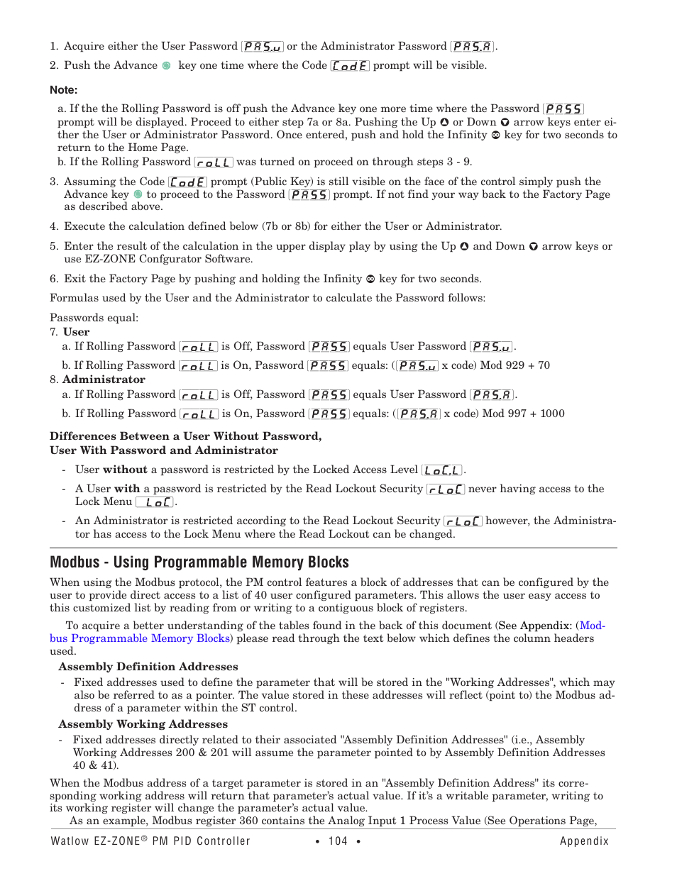 Modbus - using programmable memory blocks | Watlow EZ-ZONE PM PID User Manual | Page 107 / 125