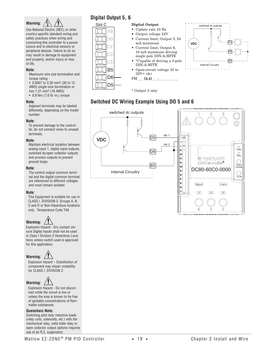 Digital output 5, 6, Switched dc wiring example using do 5 and 6 | Watlow EZ-ZONE PM PID User Manual | Page 22 / 125