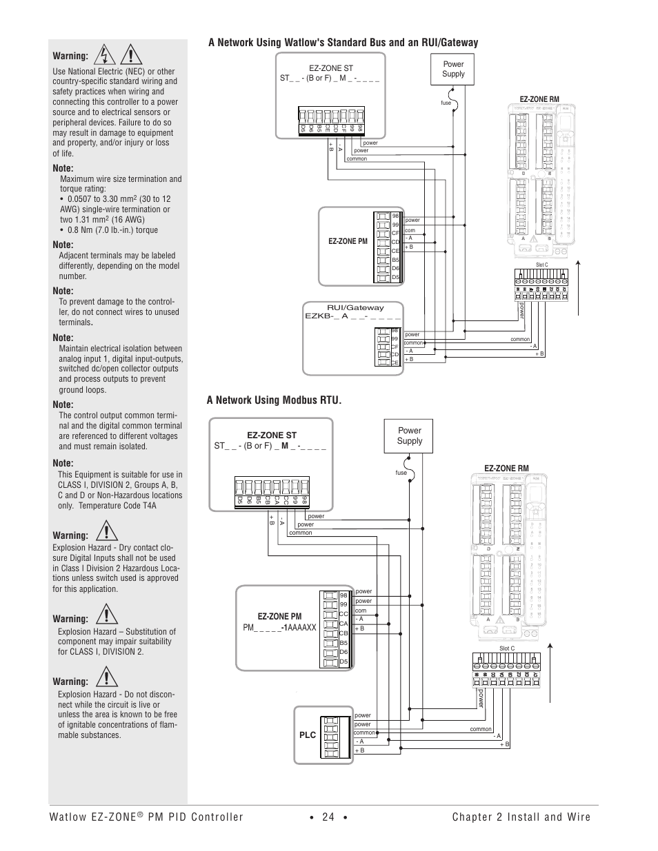 Watlow ez-zone, Pm pid controller, Chapter 2 install and wire | Warning | Watlow EZ-ZONE PM PID User Manual | Page 27 / 125