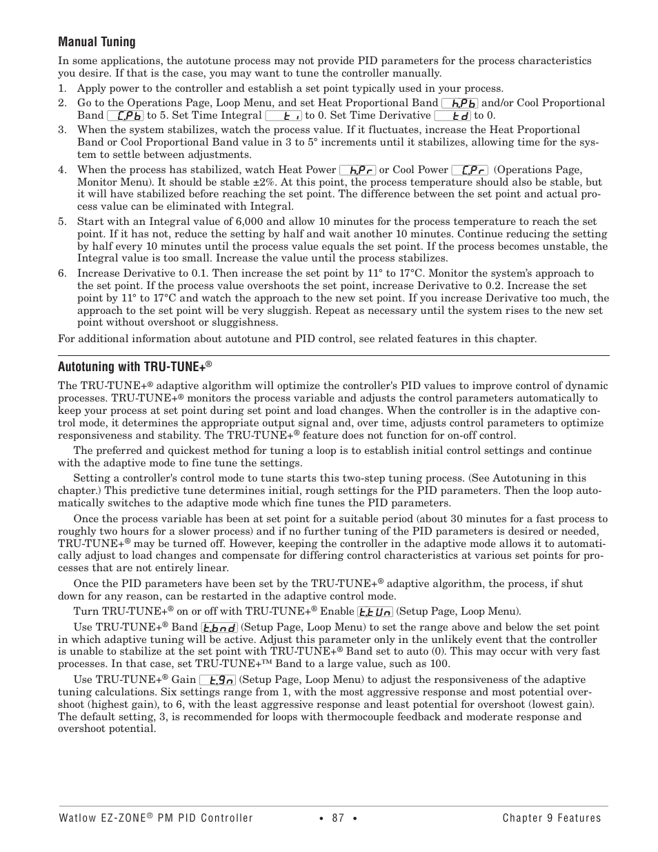 Manual tuning, Autotuning with tru-tune | Watlow EZ-ZONE PM PID User Manual | Page 90 / 125