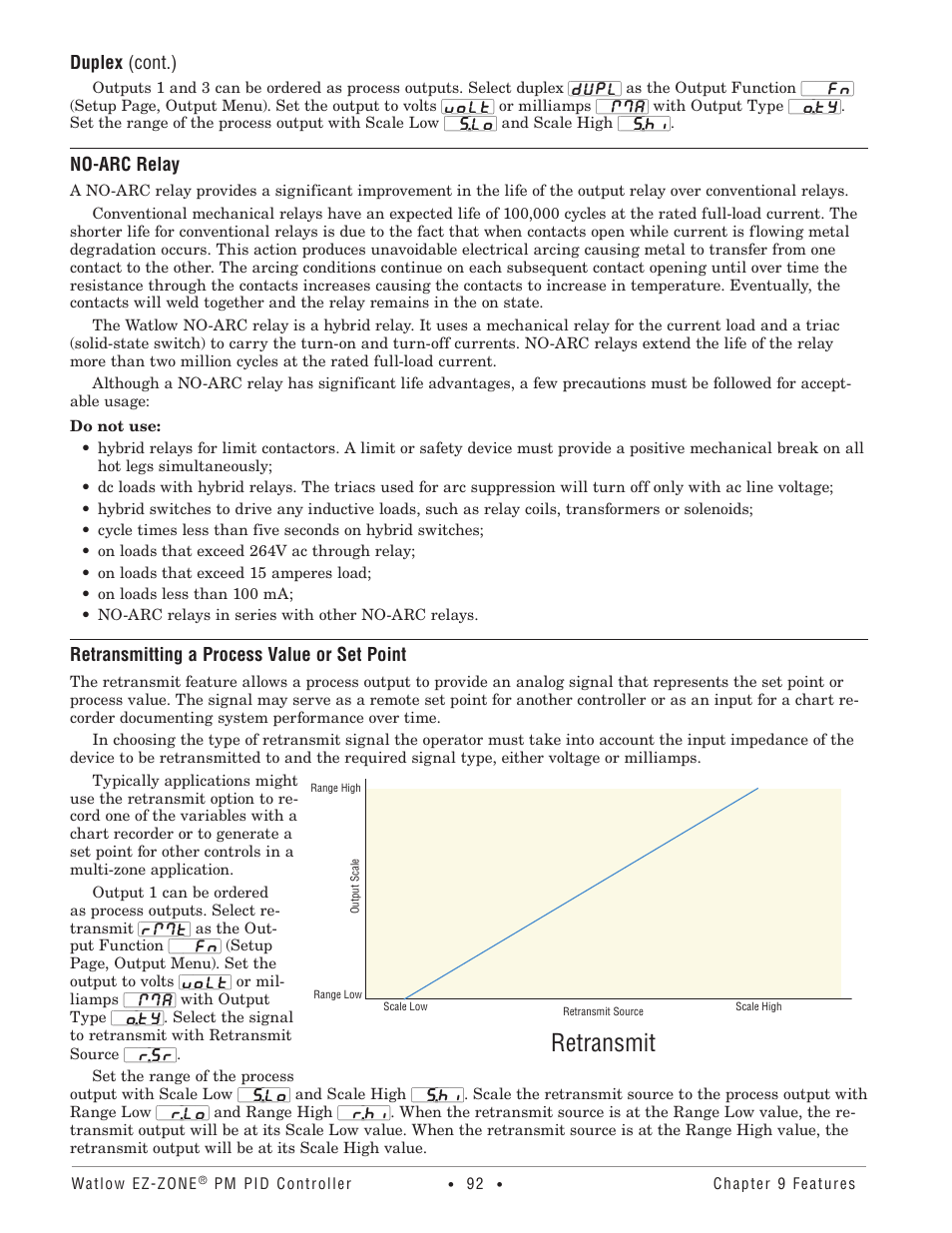 No-arc relay, Retransmitting a process value or set point, Retransmit | Watlow EZ-ZONE PM PID User Manual | Page 95 / 125