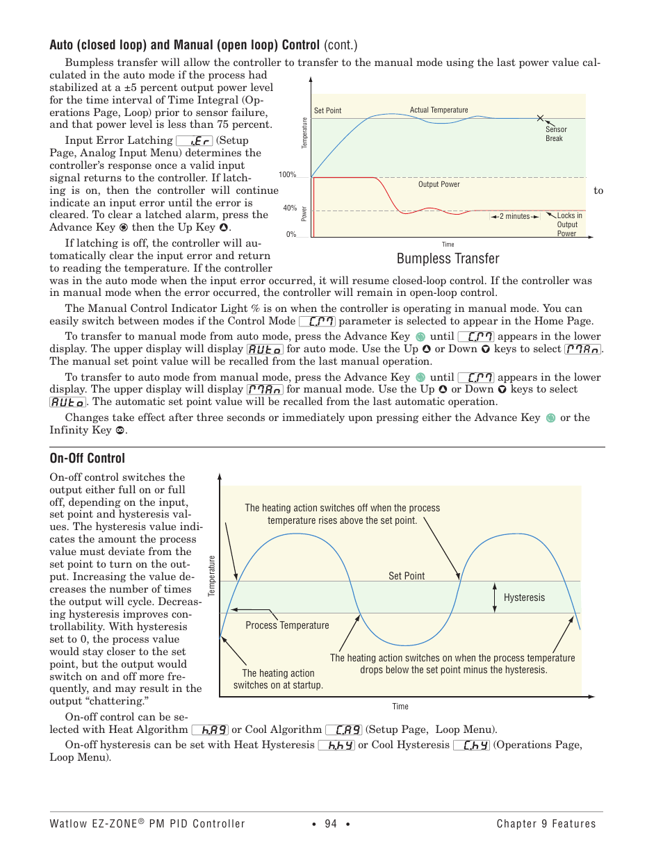 On-off control, Bumpless transfer | Watlow EZ-ZONE PM PID User Manual | Page 97 / 125
