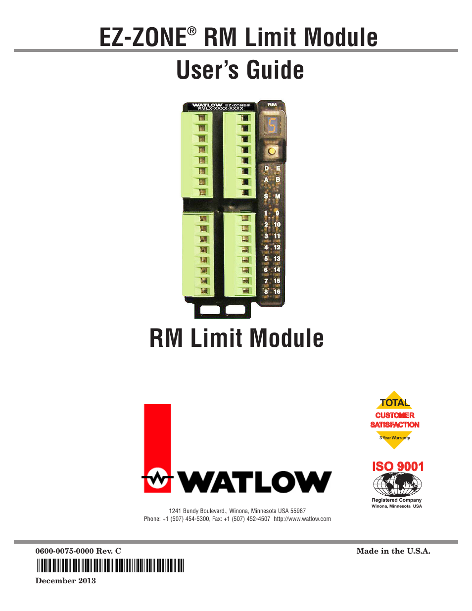 Watlow EZ-ZONE RM Limit Module Rev C User Manual | 127 pages