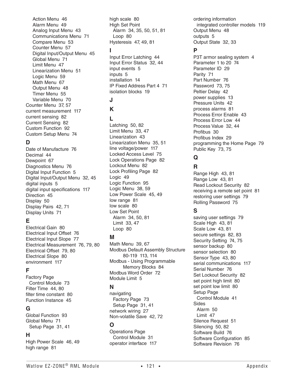 Watlow EZ-ZONE RM Limit Module Rev C User Manual | Page 124 / 127