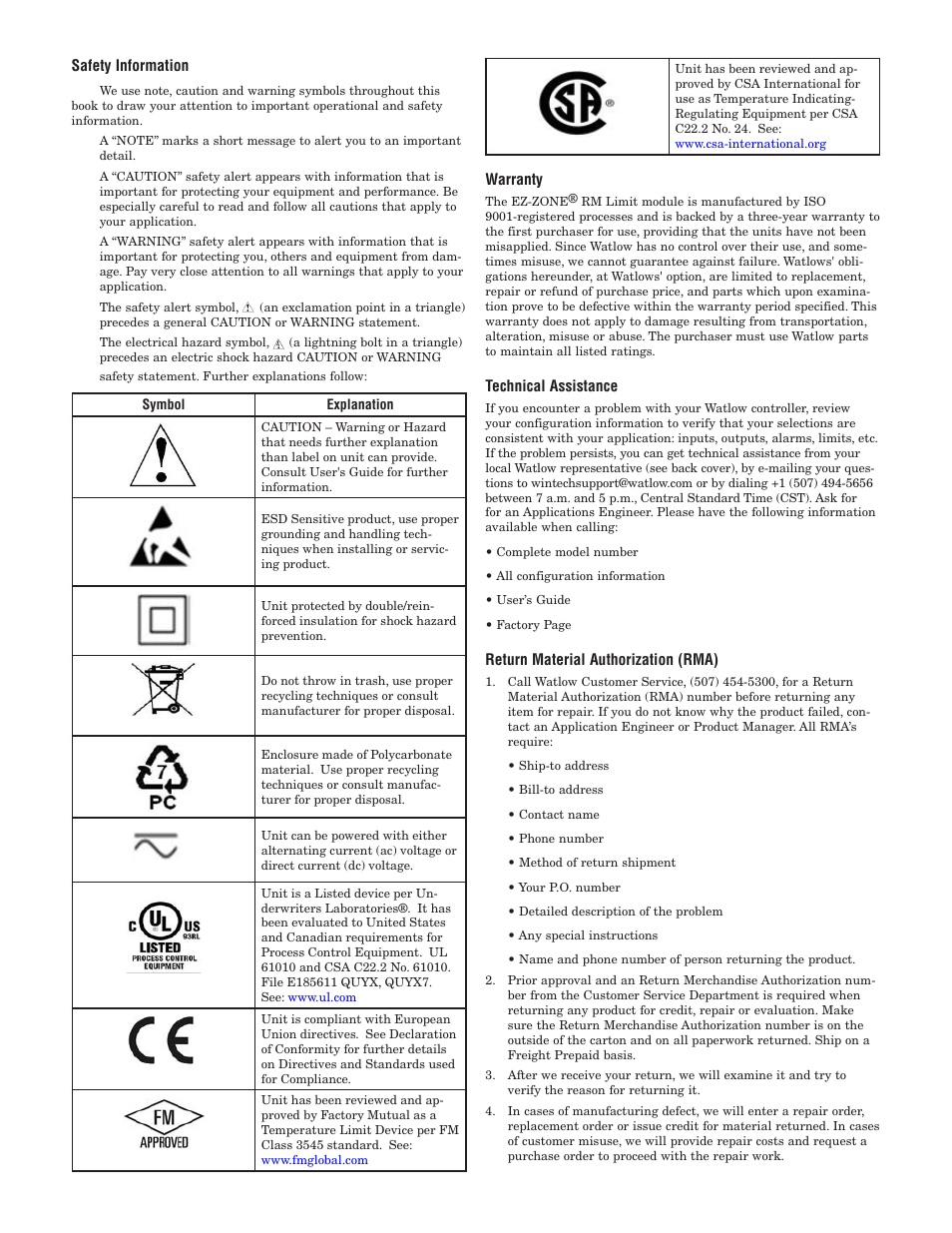 Watlow EZ-ZONE RM Limit Module Rev C User Manual | Page 2 / 127