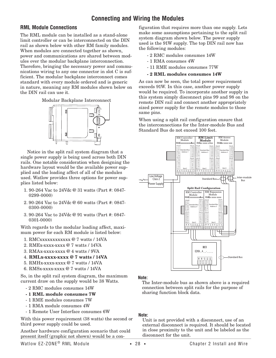 Connecting and wiring the modules, Rml module connections, Watlow ez-zone | Rml module, Chapter 2 install and wire | Watlow EZ-ZONE RM Limit Module Rev C User Manual | Page 31 / 127