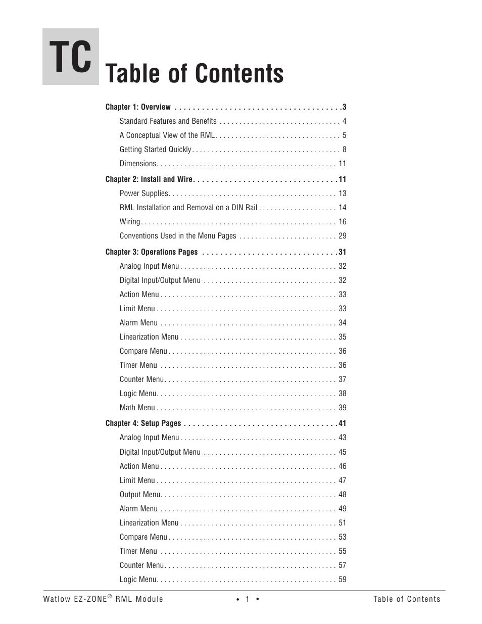 Watlow EZ-ZONE RM Limit Module Rev C User Manual | Page 4 / 127