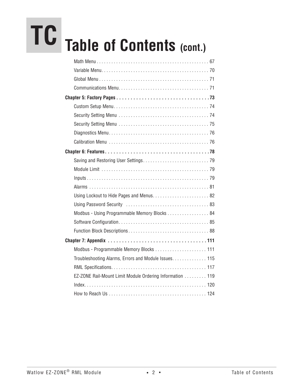 Watlow EZ-ZONE RM Limit Module Rev C User Manual | Page 5 / 127