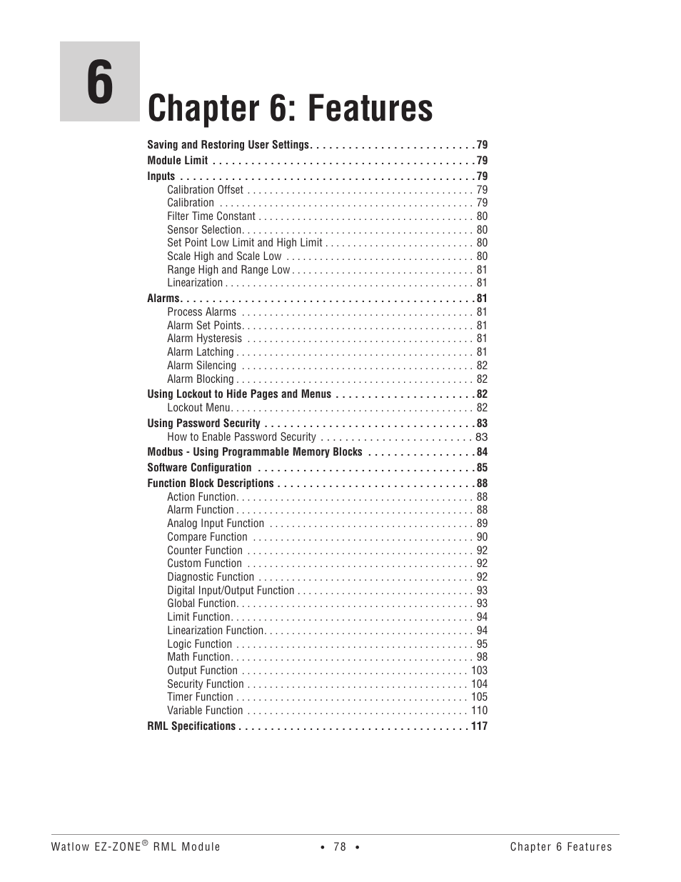 Chapter 6: features | Watlow EZ-ZONE RM Limit Module Rev C User Manual | Page 81 / 127