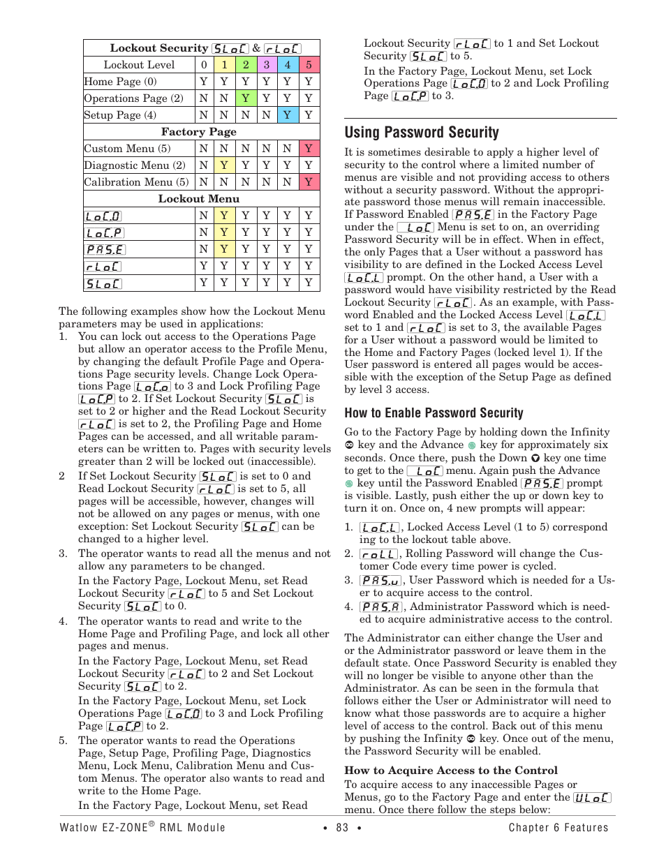 Using password security, How to enable password security | Watlow EZ-ZONE RM Limit Module Rev C User Manual | Page 86 / 127