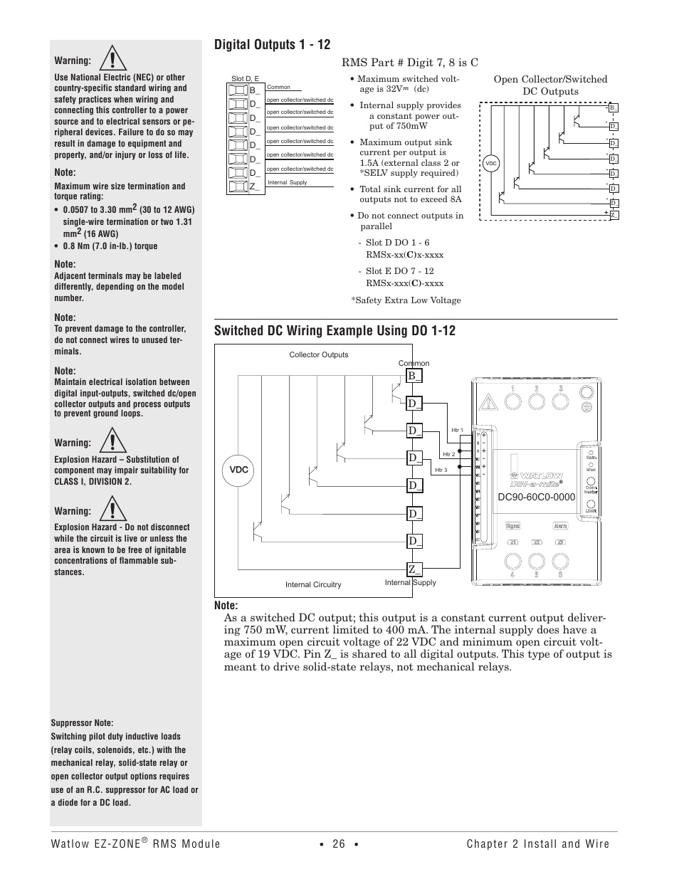 Digital outputs 1 - 12, Switched dc wiring example using do 1-12 | Watlow EZ-ZONE RM-Scanner-Modul User Manual | Page 29 / 140