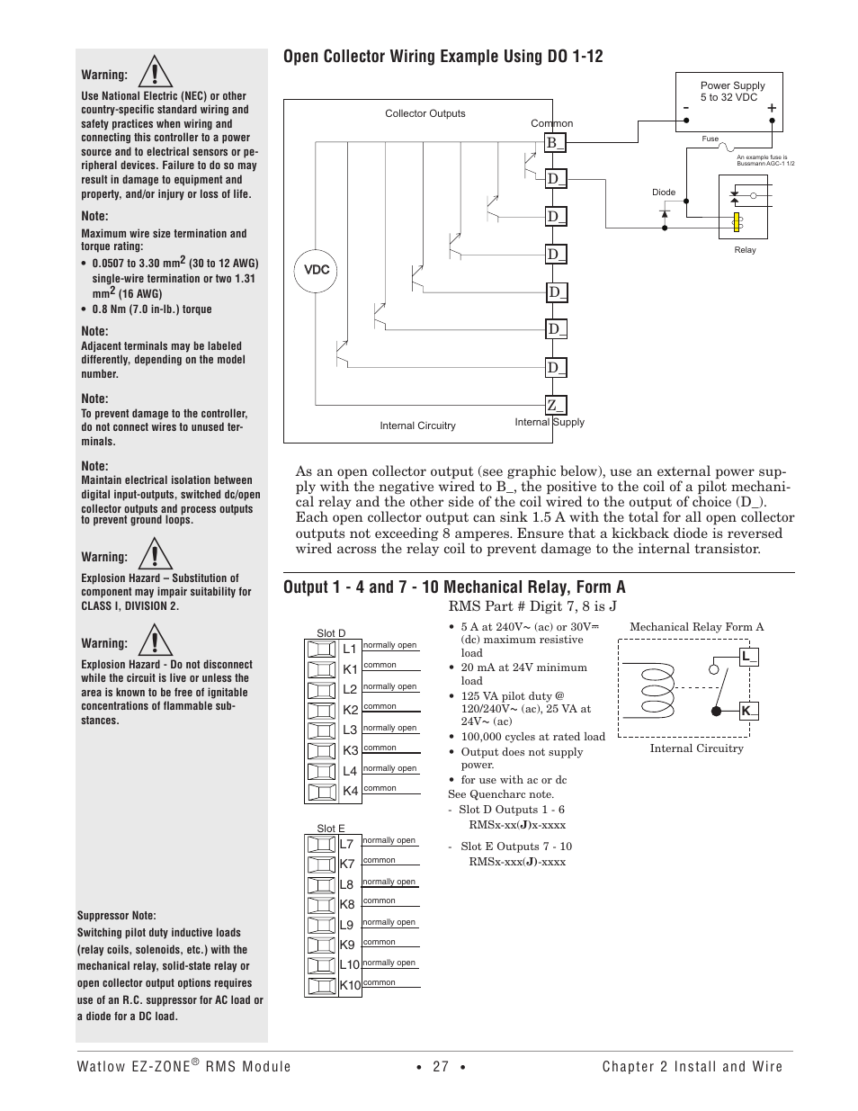 Open collector wiring example using do 1-12 | Watlow EZ-ZONE RM-Scanner-Modul User Manual | Page 30 / 140