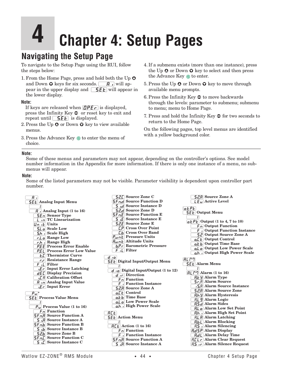 Chapter 4: setup pages, Navigating the setup page | Watlow EZ-ZONE RM-Scanner-Modul User Manual | Page 47 / 140