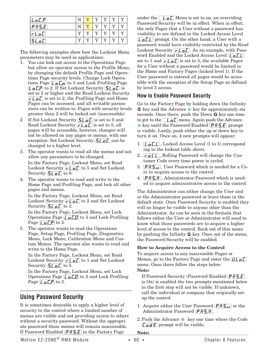 Using password security, How to enable password security | Watlow EZ-ZONE RM-Scanner-Modul User Manual | Page 93 / 140