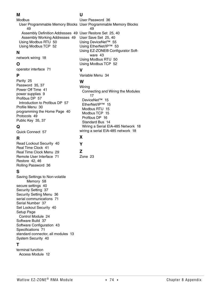 Watlow EZ-ZONE RMA Modul User Manual | Page 77 / 79