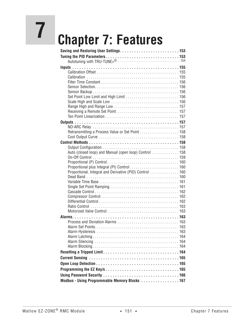 Chapter 7: features | Watlow EZ-ZONE RMC User Manual | Page 154 / 236