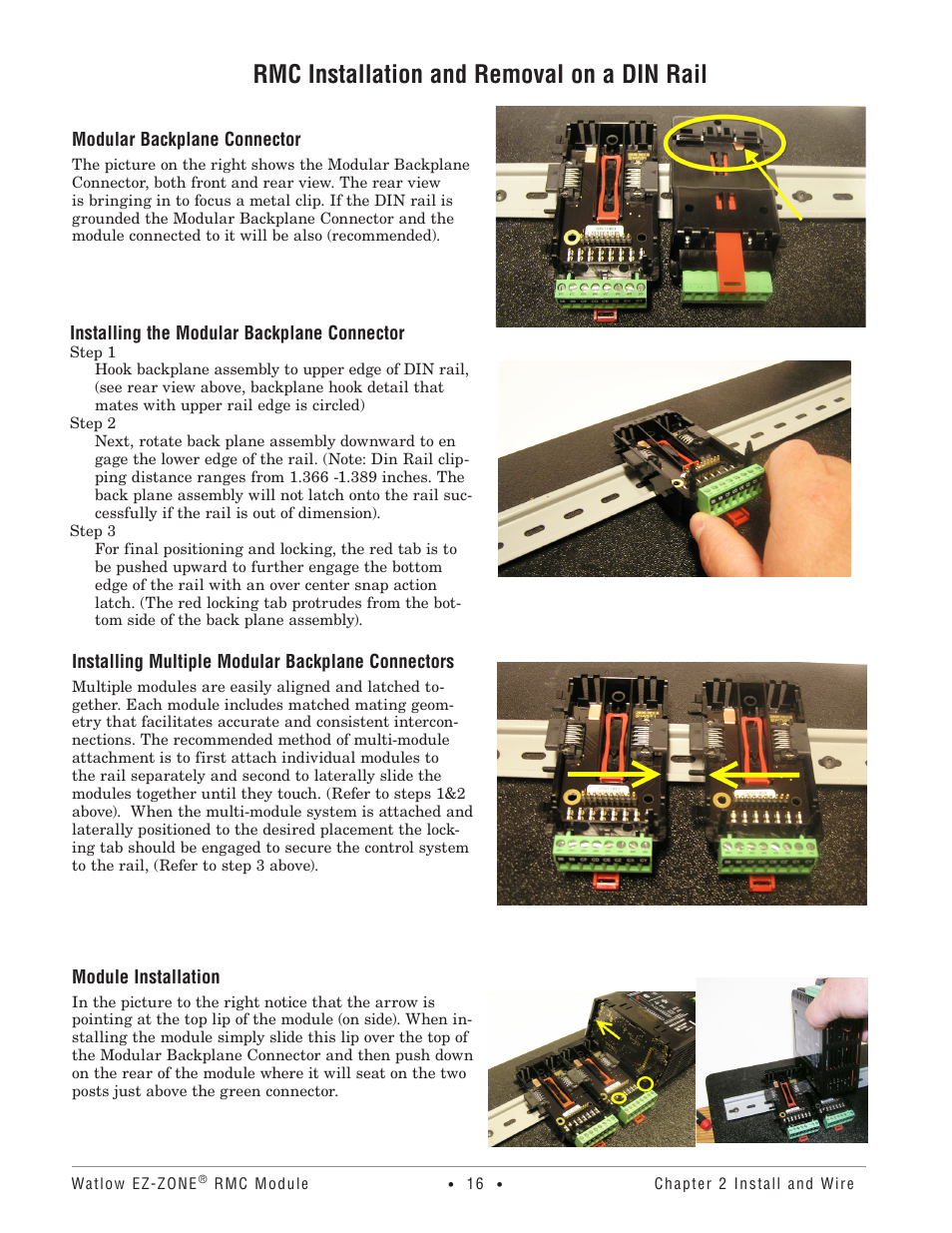 Rmc installation and removal on a din rail | Watlow EZ-ZONE RMC User Manual | Page 19 / 236