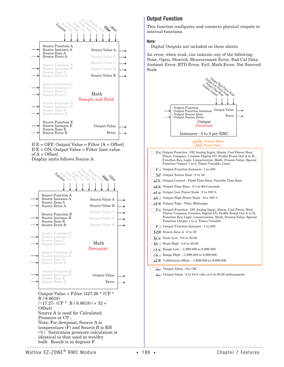 Output function, Watlow ez-zone, Rmc module | Chapter 7 features | Watlow EZ-ZONE RMC User Manual | Page 192 / 236