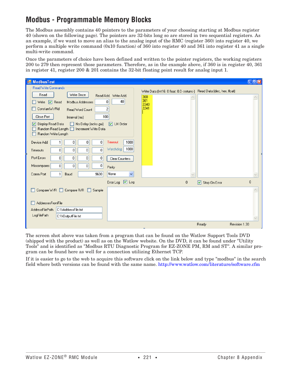 Modbus - programmable memory blocks | Watlow EZ-ZONE RMC User Manual | Page 224 / 236
