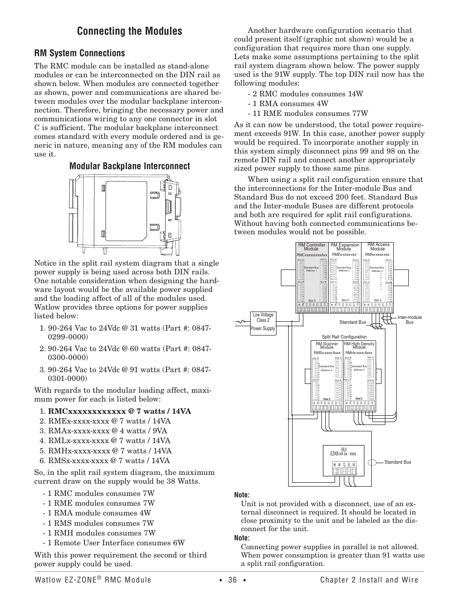 Connecting the modules, Rm system connections, Modular backplane interconnect | Watlow ez-zone, Rmc module, Chapter 2 install and wire | Watlow EZ-ZONE RMC User Manual | Page 39 / 236