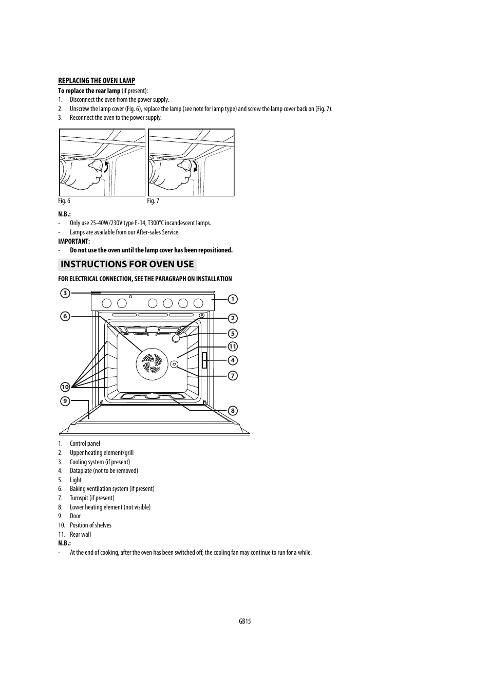 Instructions for oven use | Whirlpool AKP541IX User Manual | Page 15 / 39