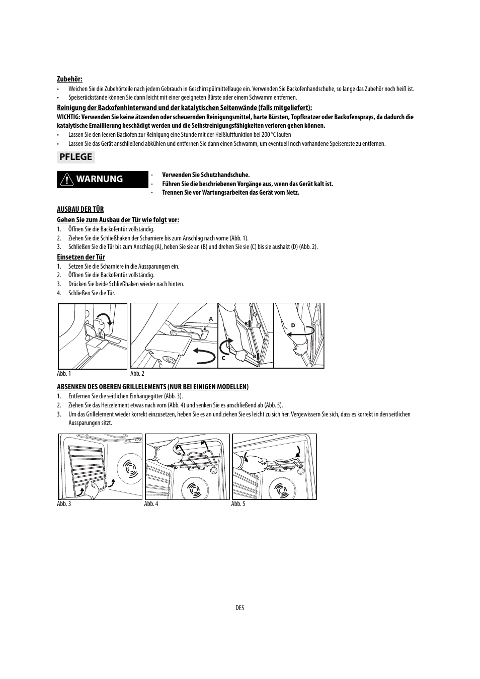 Pflege warnung | Whirlpool AKP541IX User Manual | Page 5 / 39