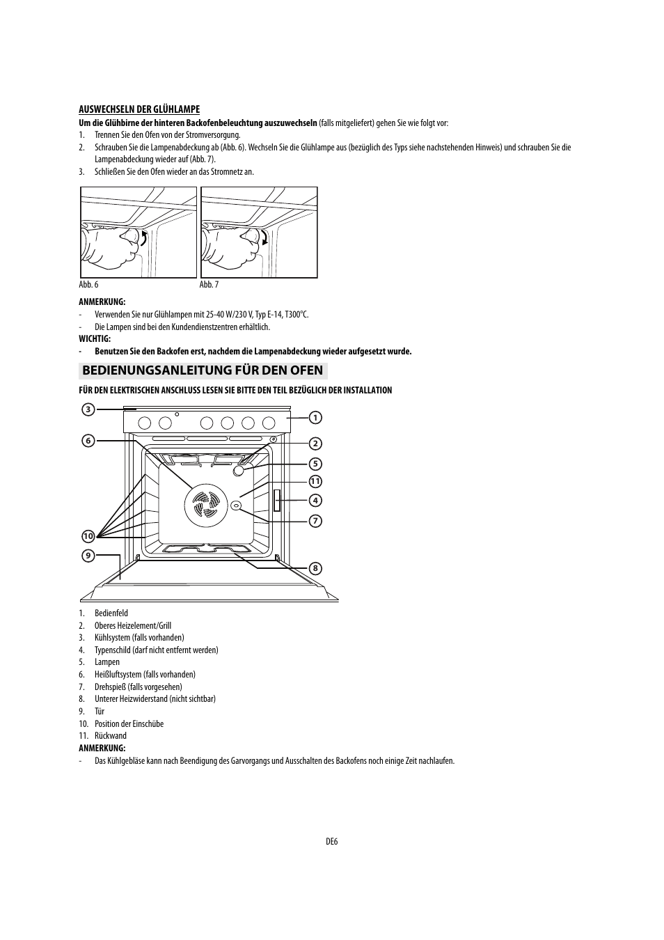 Bedienungsanleitung für den ofen | Whirlpool AKP541IX User Manual | Page 6 / 39