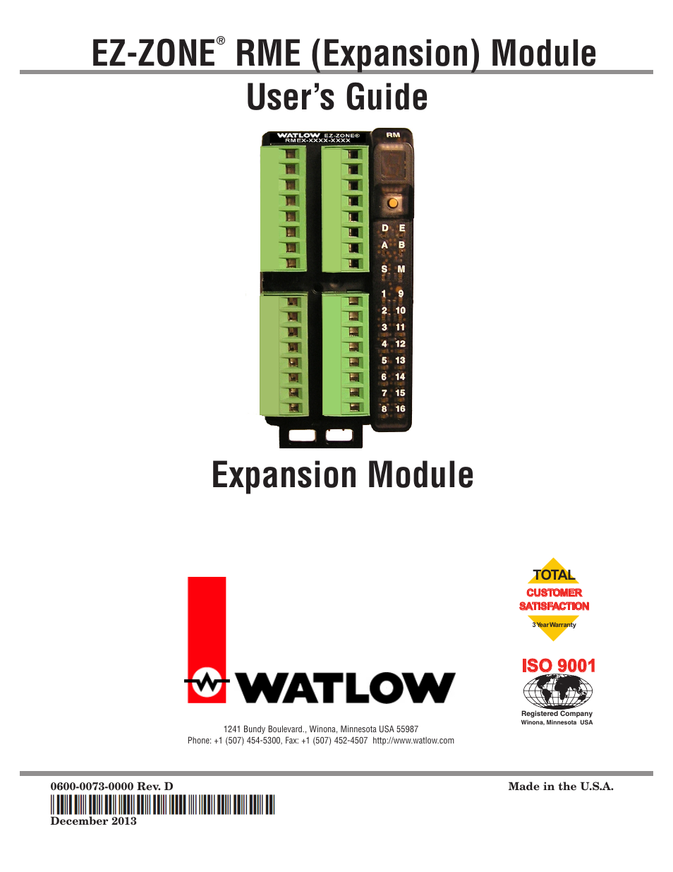 Watlow EZ-ZONE RME User Manual | 124 pages