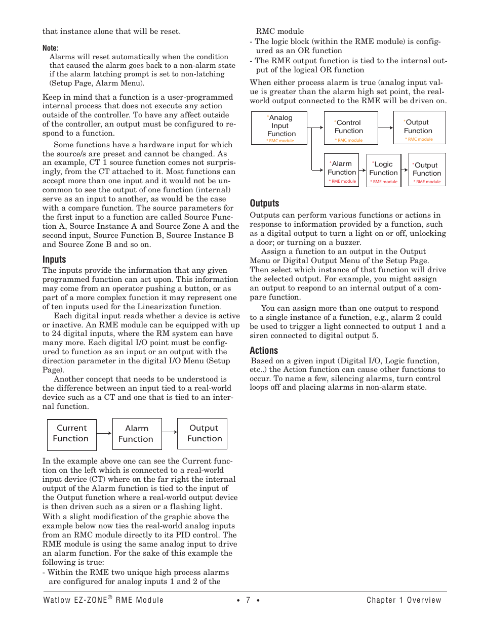 Outputs, Actions, Inputs | Watlow EZ-ZONE RME User Manual | Page 10 / 124