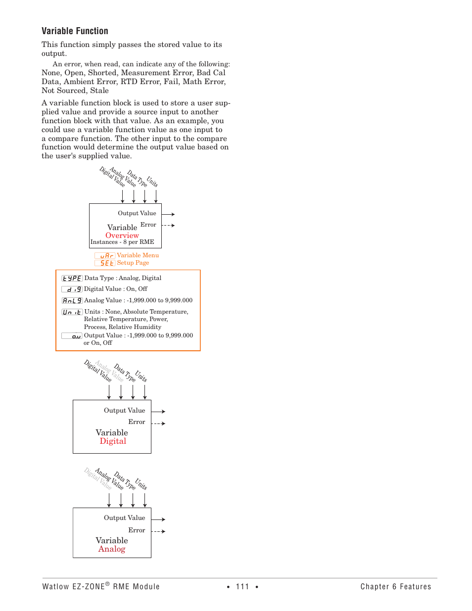 Variable function | Watlow EZ-ZONE RME User Manual | Page 114 / 124