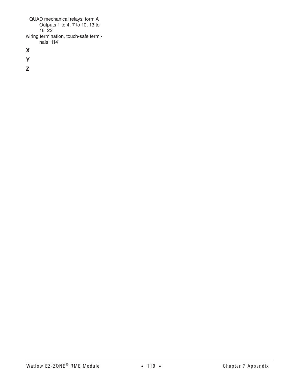 X y z | Watlow EZ-ZONE RME User Manual | Page 122 / 124
