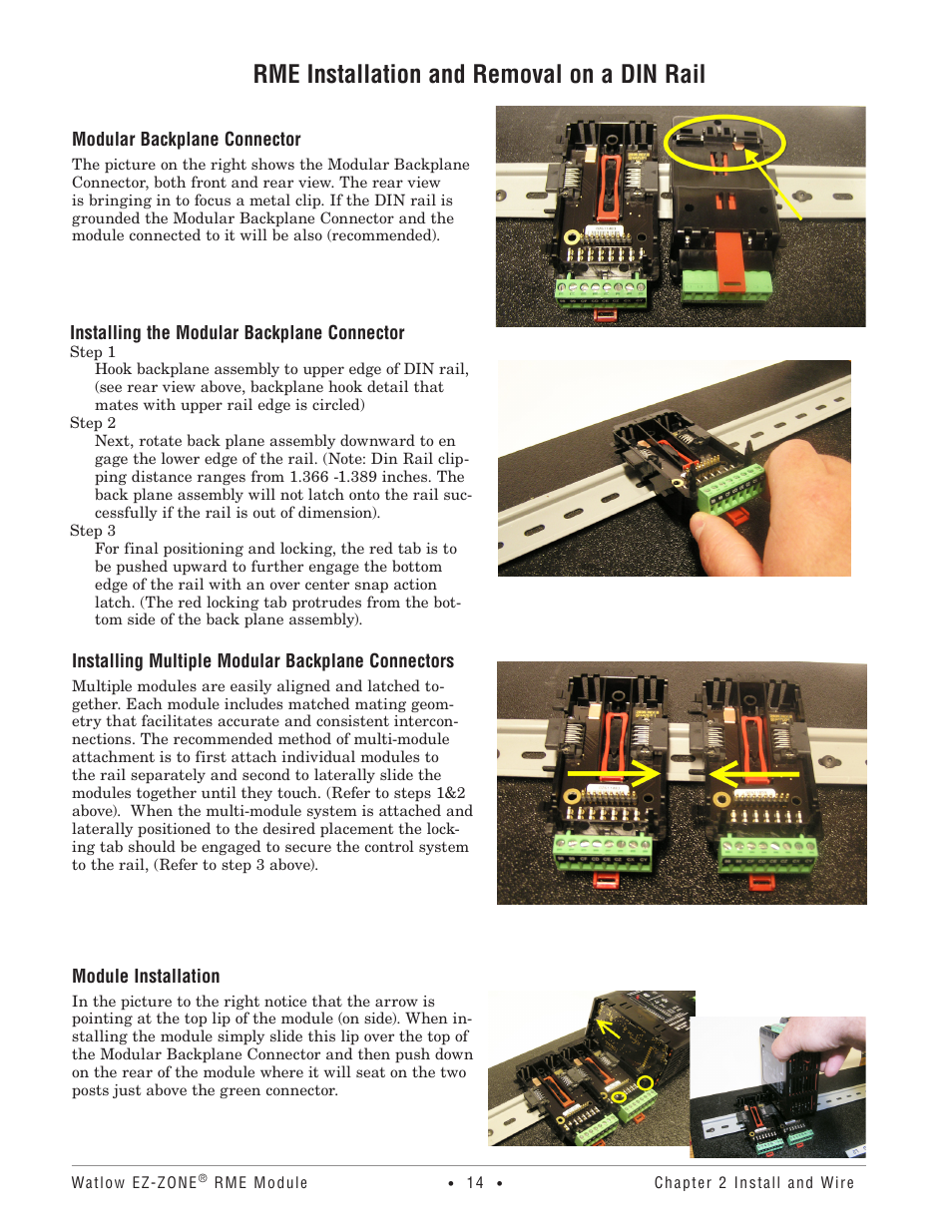 Rme installation and removal on a din rail | Watlow EZ-ZONE RME User Manual | Page 17 / 124