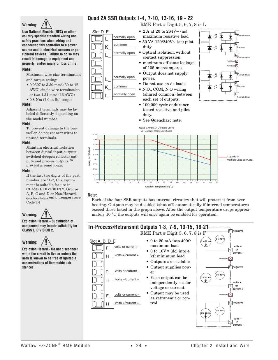 L_ k_ l_ l_ k_ l, Watlow ez-zone, Rme module | Chapter 2 install and wire, Rme part # digit 5, 6, 7, 8 is l, Rme part # digit 5, 6, 7, 8 is f | Watlow EZ-ZONE RME User Manual | Page 27 / 124