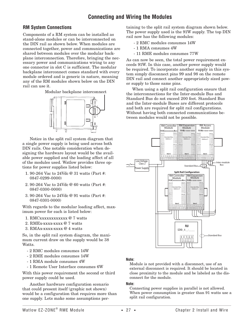 Connecting and wiring the modules, Rm system connections, Watlow ez-zone | Rme module, Chapter 2 install and wire | Watlow EZ-ZONE RME User Manual | Page 30 / 124