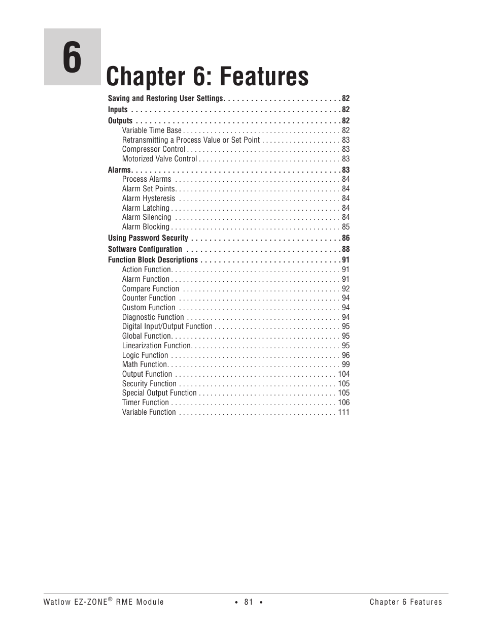 Chapter 6: features | Watlow EZ-ZONE RME User Manual | Page 84 / 124