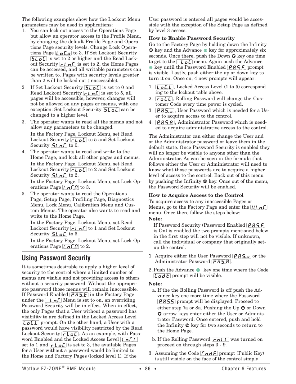 Using password security | Watlow EZ-ZONE RME User Manual | Page 89 / 124