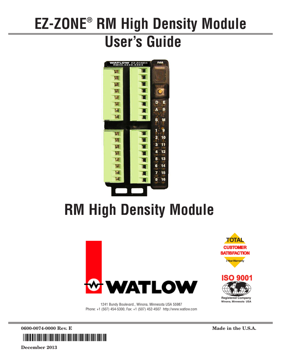 Watlow EZ-ZONE RMH User Manual | 161 pages