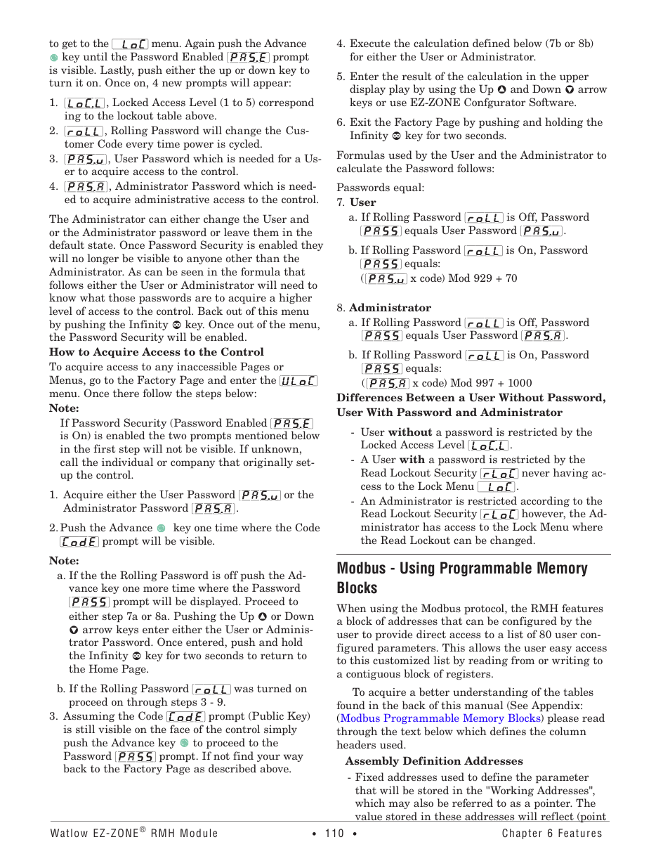 Modbus - using programmable memory blocks | Watlow EZ-ZONE RMH User Manual | Page 113 / 161