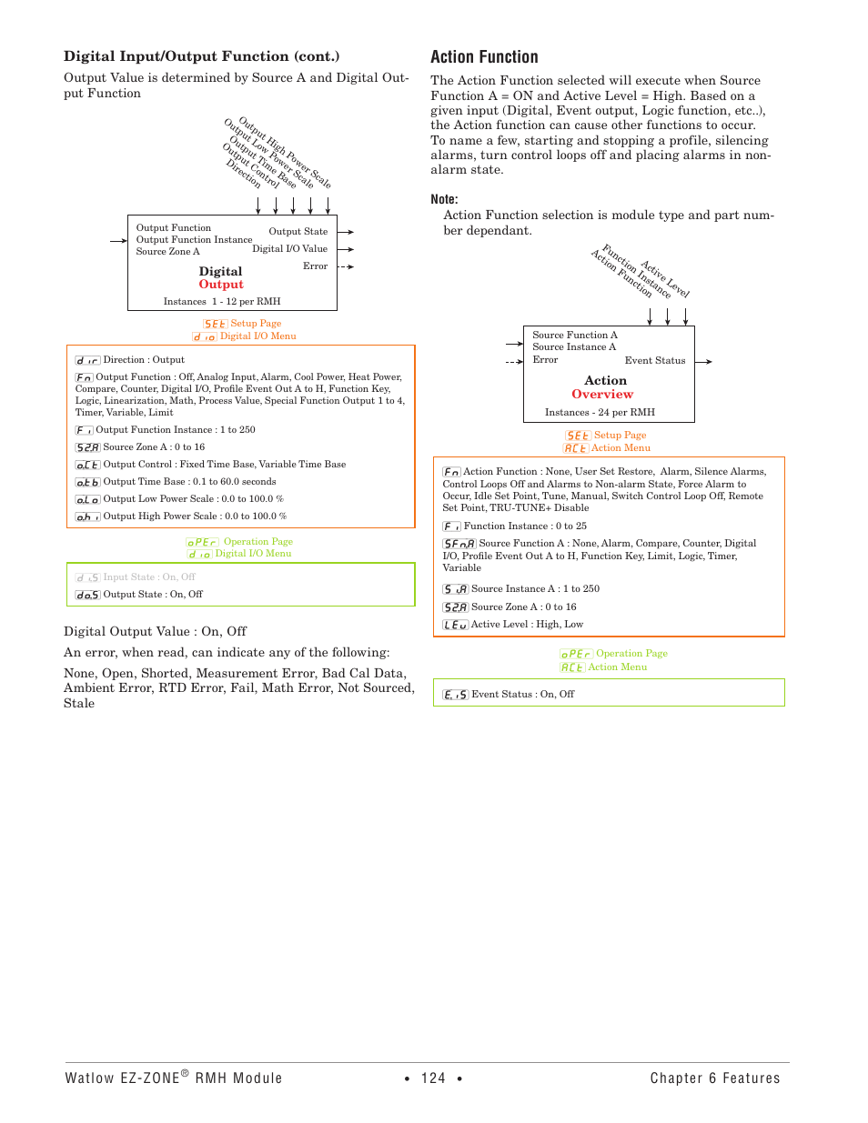 Action function, Watlow ez-zone, Rmh module | Watlow EZ-ZONE RMH User Manual | Page 127 / 161