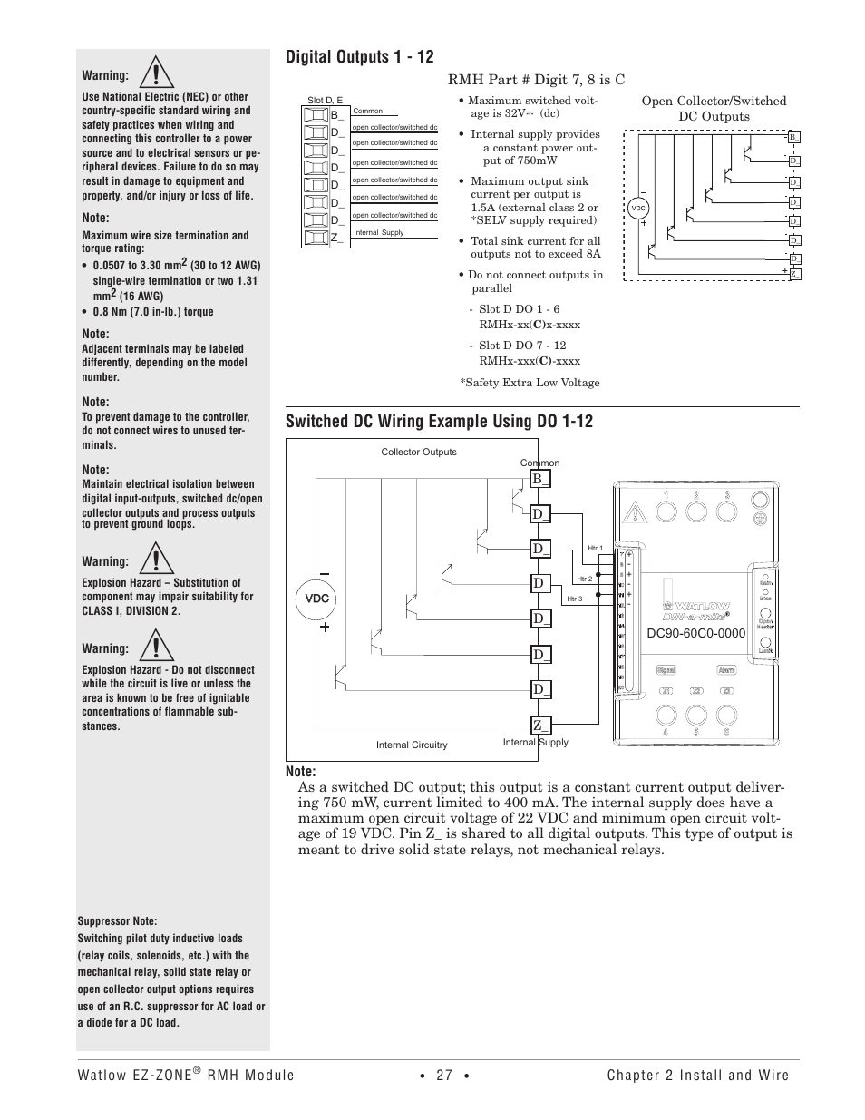 Digital outputs 1 - 12, Switched dc wiring example using do 1-12 | Watlow EZ-ZONE RMH User Manual | Page 30 / 161